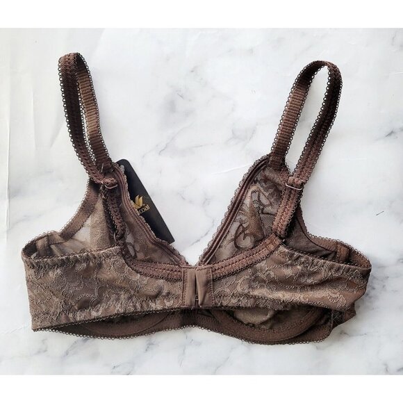 Wacoal Beyond Basic 855136 Lace Underwire Unpadded Unline Sheer Brown Bra 32D - Picture 7 of 12